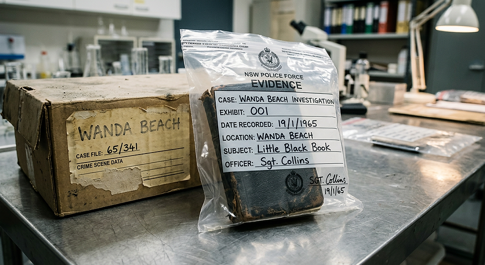 An artists impression of the little black book Jan handed over to detectives 60 years ago 
