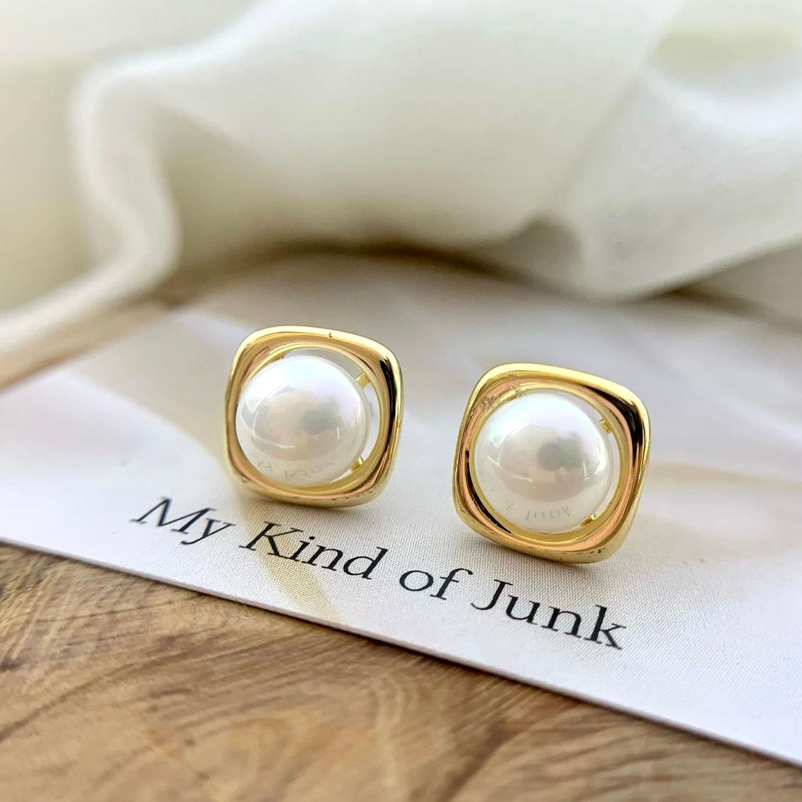 Square Pearl Stud