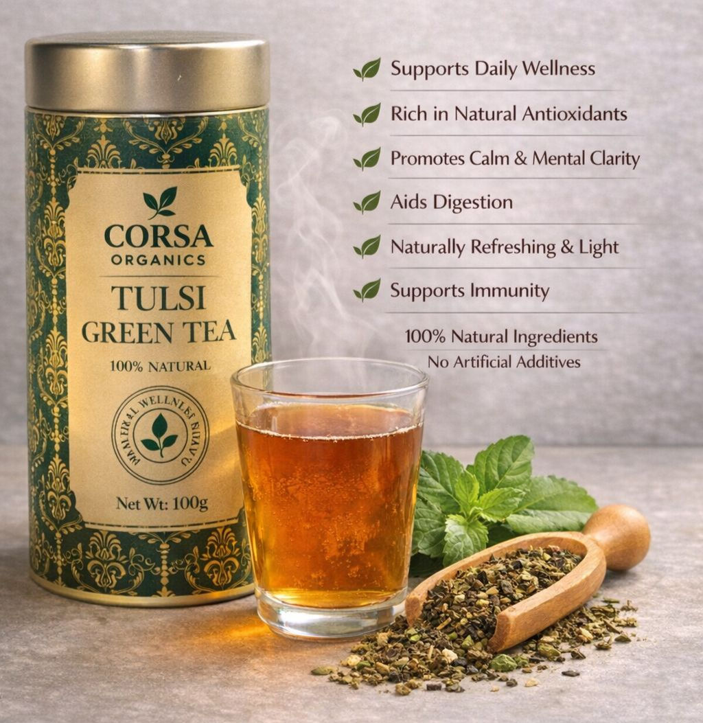 CORSA ORGANICS TULSI GREEN TEA