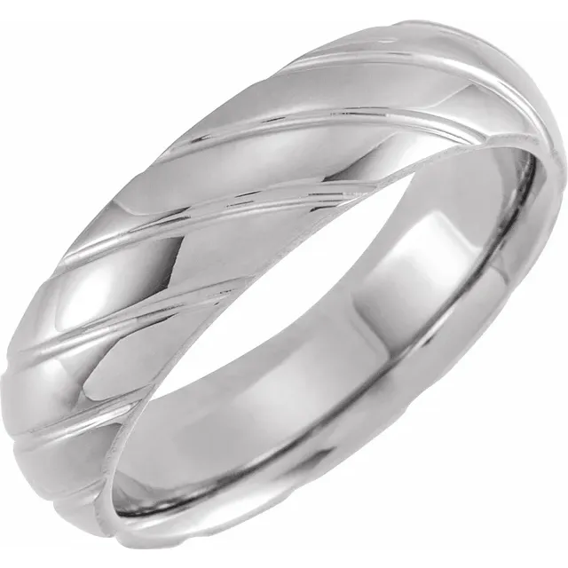 Thumbnail: Men's 6 mm Grooved Band Ring Size 11 Sterling Silver