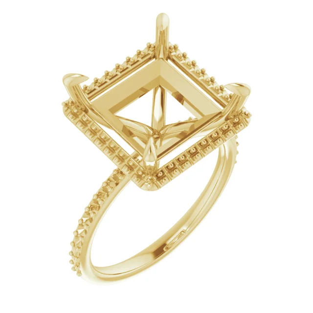 14K Yellow 10 mm Square Engagement Ring Mounting JTC Jewelry