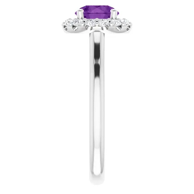 Thumbnail: 14K White 6.5 mm Round Engagement Ring Mounting
