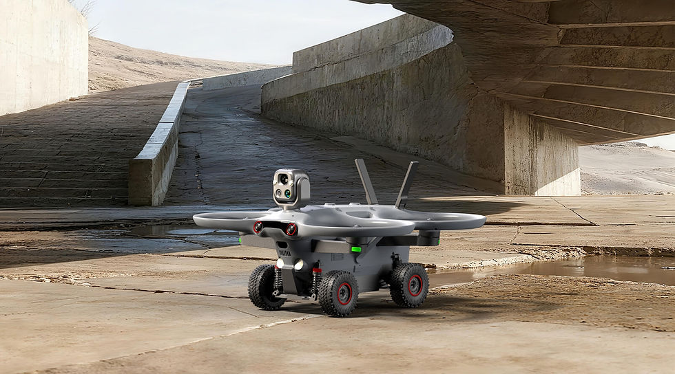 Autel Explorer Drohne bei Erkundung im Außenbereich – Luft-Boden-Hybridfahrzeug für enge und komplexe Einsatzorte