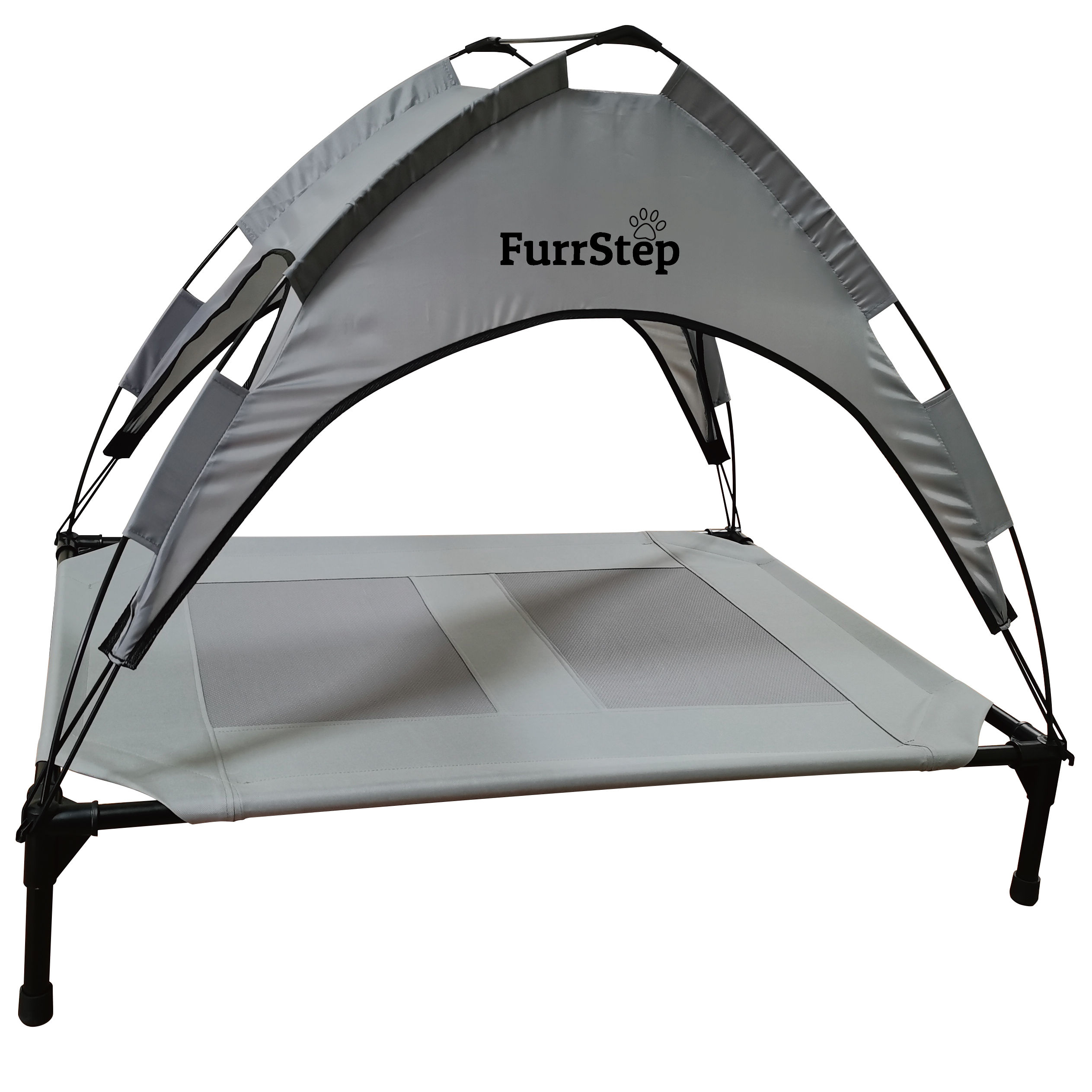 PawStep 50723 Elevated Outdoor Dog Bed, Pet Cot w/Canopy