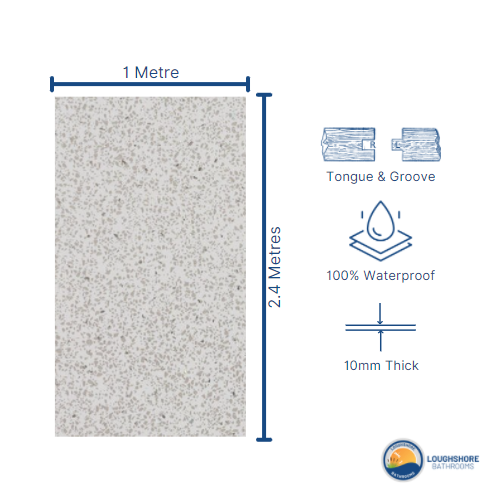 Thumbnail: White Diamond Stone10mm Shower Panels