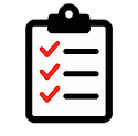 Clipboard with check marks and lines