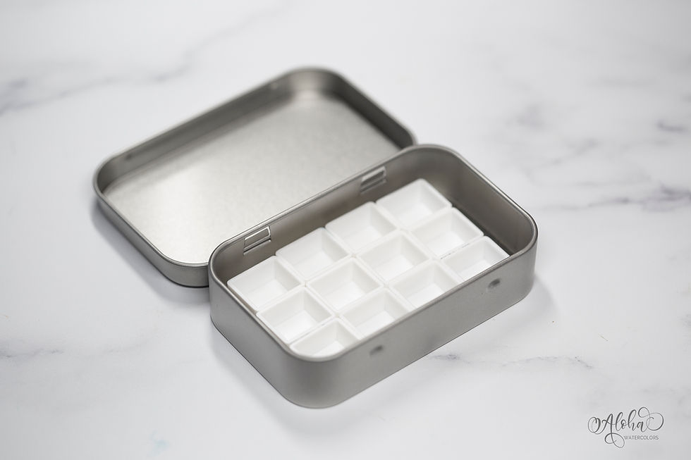 Thumbnail: Silver tin with blue holo Aloha decal (fits 12 half pans)