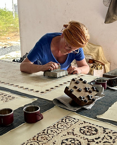 Ajrakh printing workshop for women textile group