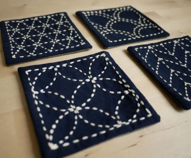 Four Sashiko coasters