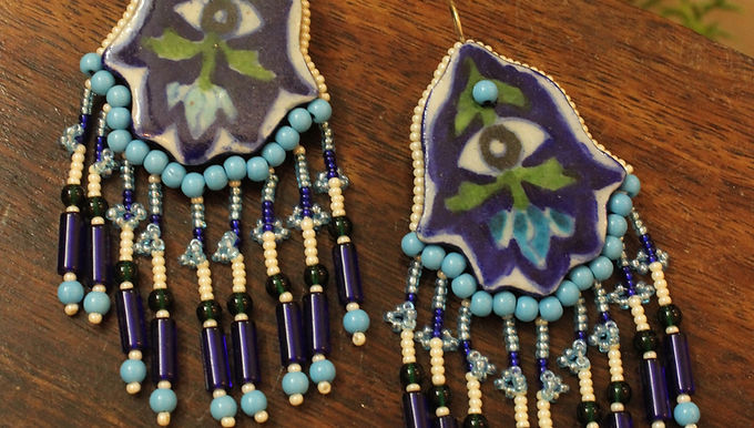 Hamsa Earrings - Blue