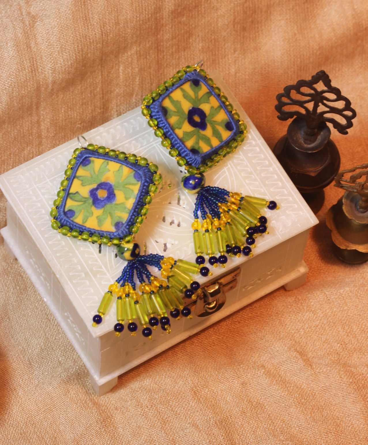 Afsoon Earrings - Yellow & Blue