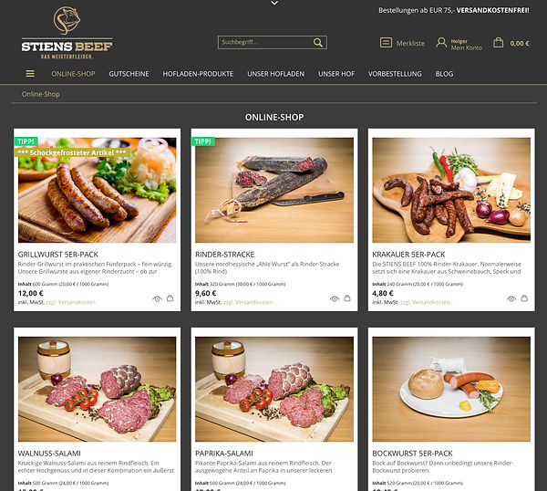 Stiens-Beef-Produkte im Online-Shop