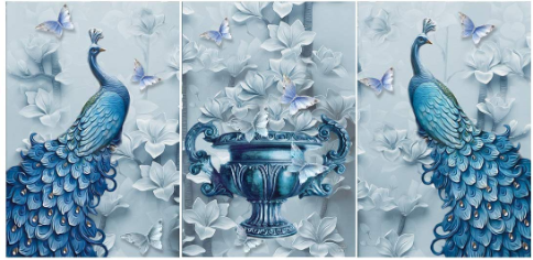 Thumbnail: One Touch 3 Pcs MDF Lenticular Picture For Home Decoration Digital Reprint 18 In