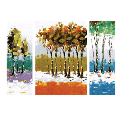 Thumbnail: MDF 3 Pc Small Colorful Trees Painting