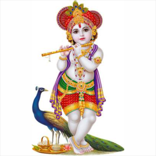 Thumbnail: One Touch Gifts Krishna with Peacock Wall Sticker & Decal