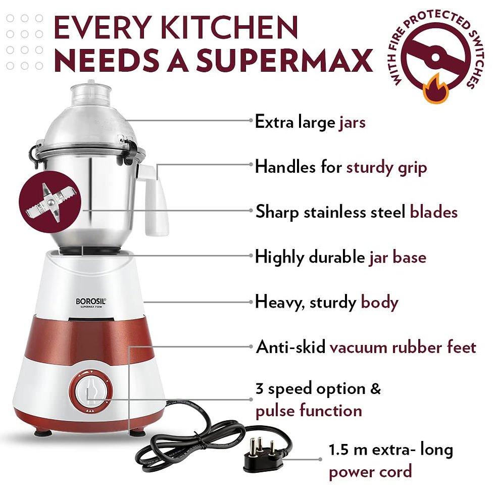 Thumbnail: Borosil Supermax 750W Mixer Grinder