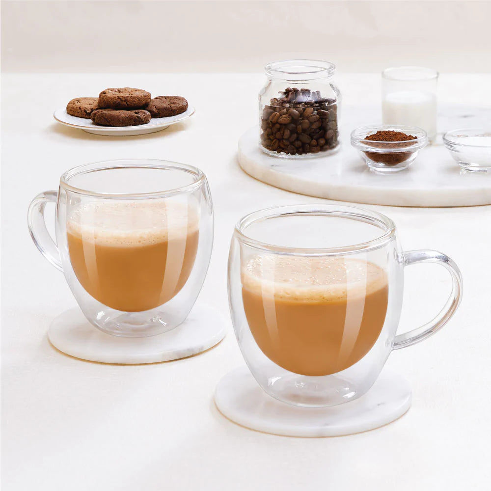 Borosil Set of 2 DOUBLE WALL GLASS MUG 300 ml JAVA