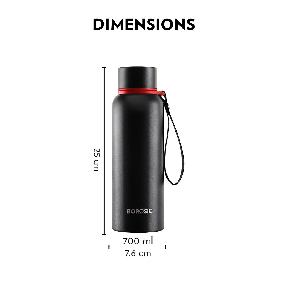 Thumbnail: Borosil 700ml Hot n Cold SS Trek Bottle