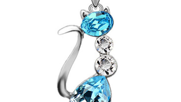 Kitty Swirl Pendant, SkyBlue 'n Silver
