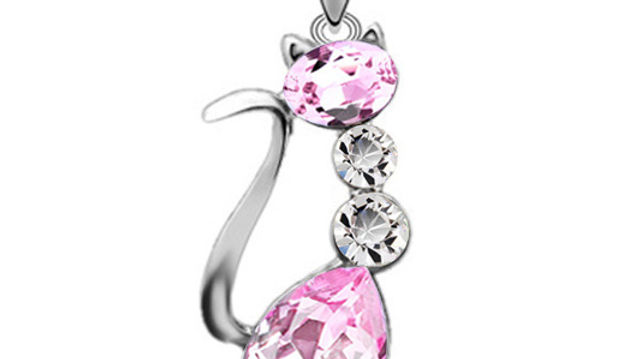 Kitty Swirl Pendant, SkyPink 'n Silver