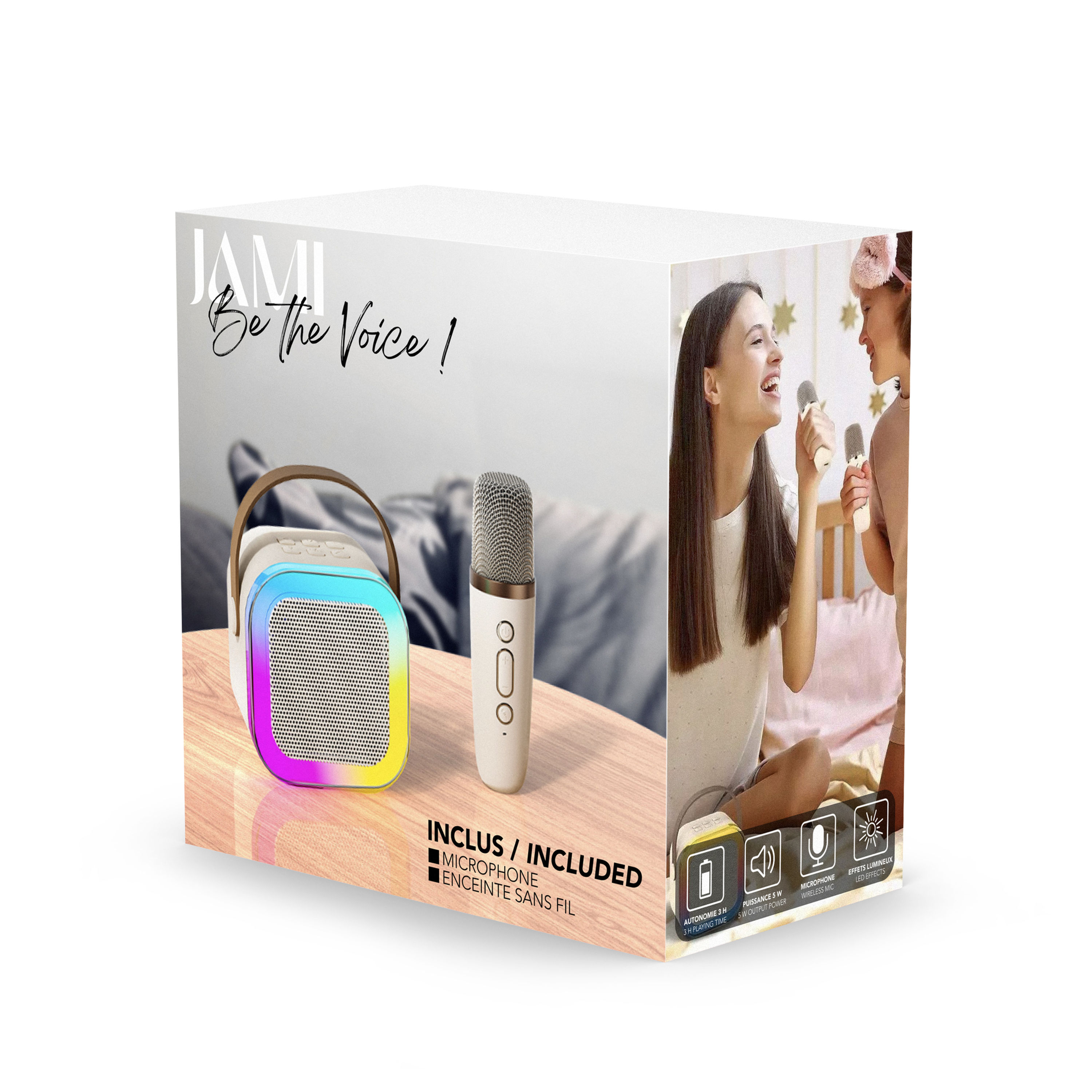 Mini Karaoké Bluetooth avec micro - Coloris Crème