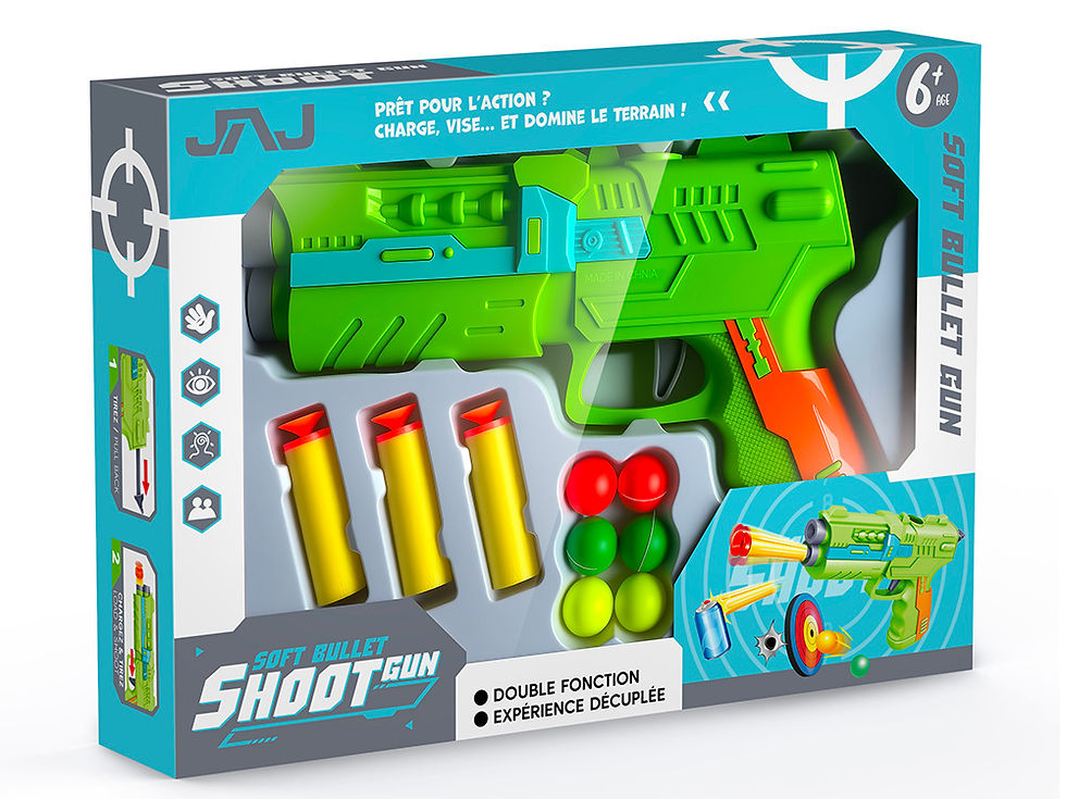 Miniature : Pistolet avec fléchettes et balles en mousse - Coloris aléatoire