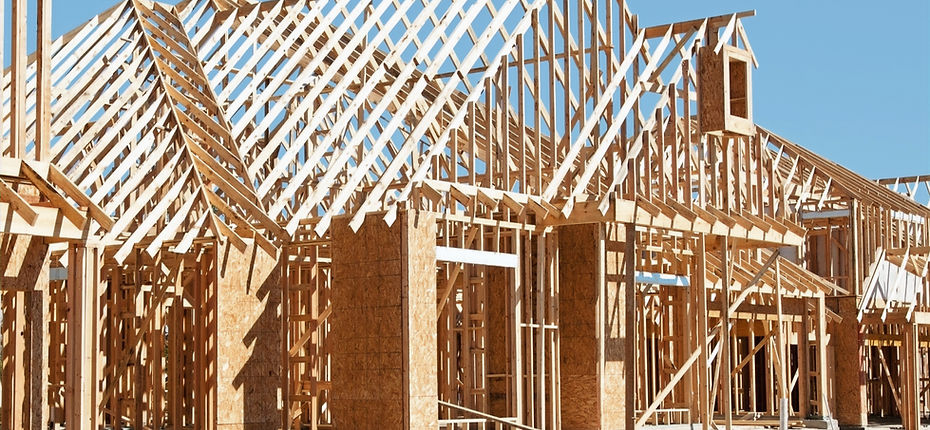 Wood framing of a new custom residential home in Maryland, built by Hafeez Construction Co., serving Cecil, Harford, Baltimore, and Howard Counties.