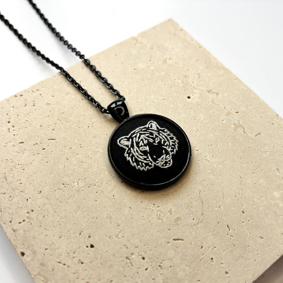 Thumbnail: Tiger hand embroidered necklace