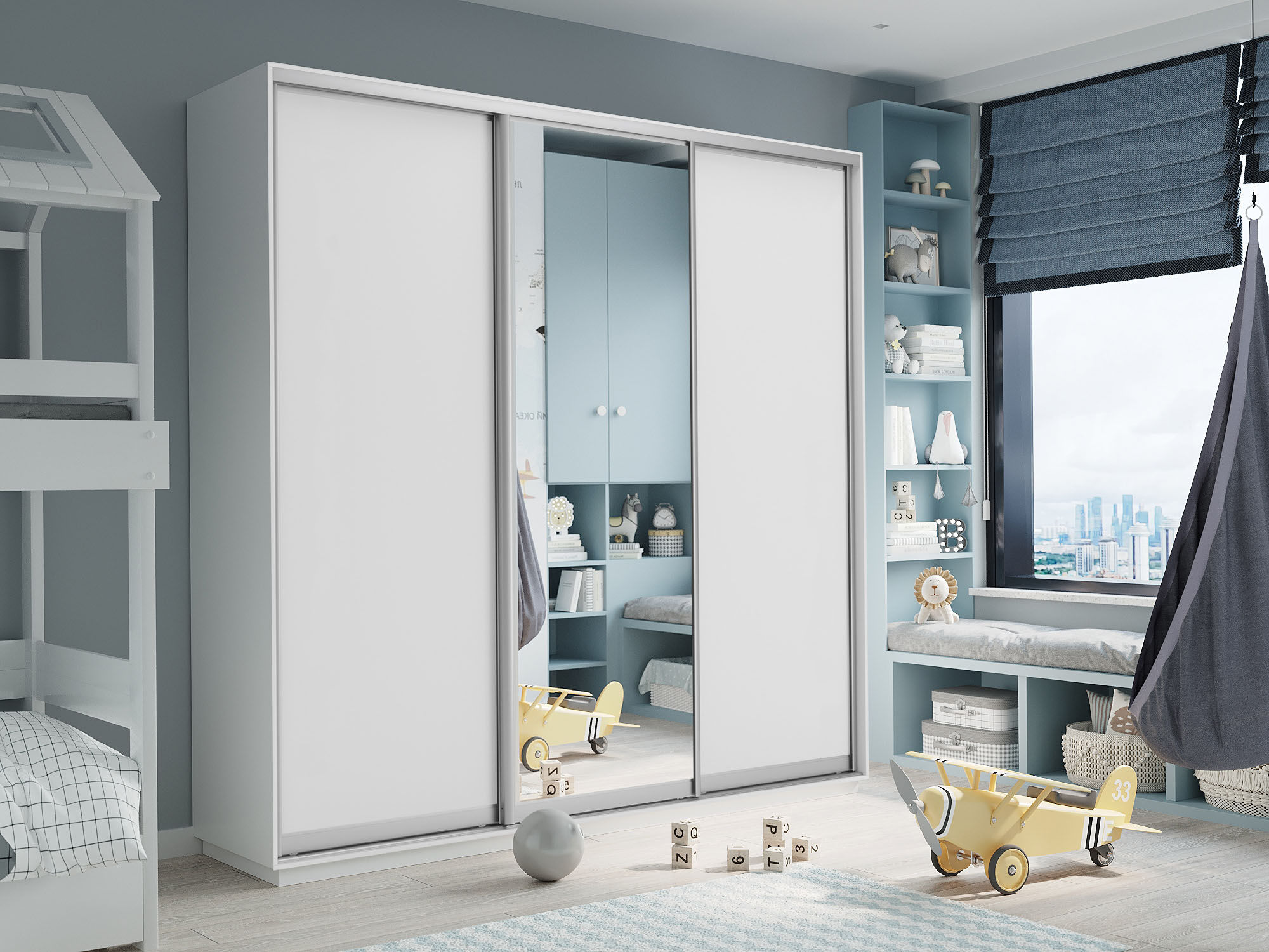 ארון הזזה ברוחב 180ס"מ עם מראה LEO