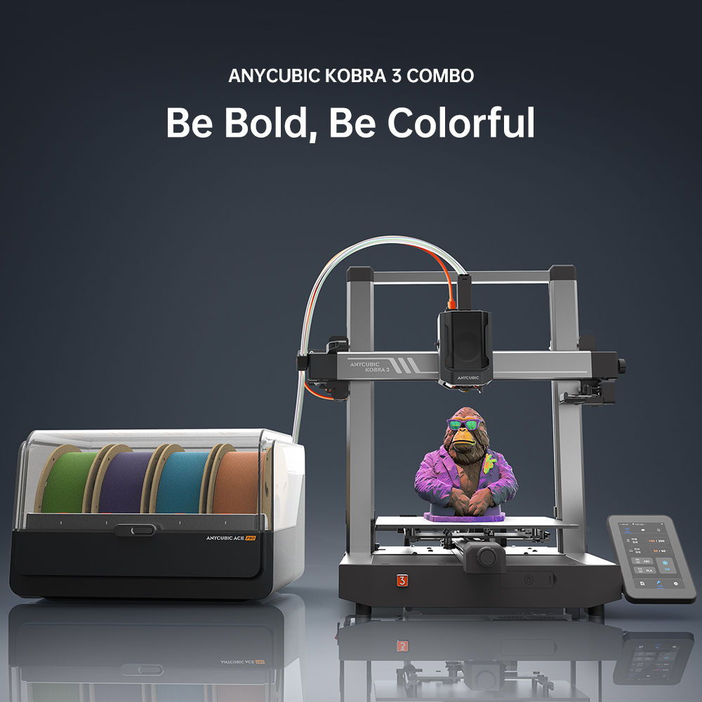 ANYCUBIC Kobra 3 Combo FDM Multi-Color 3D Printer Print in 4 to 8 Color With Max