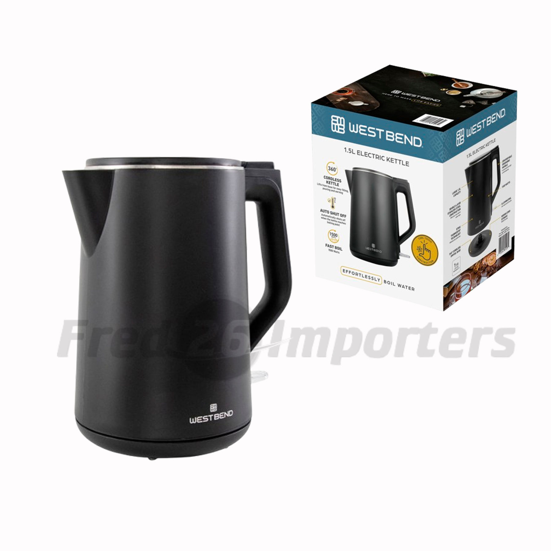 West Bend 1.5L Kettle, Black