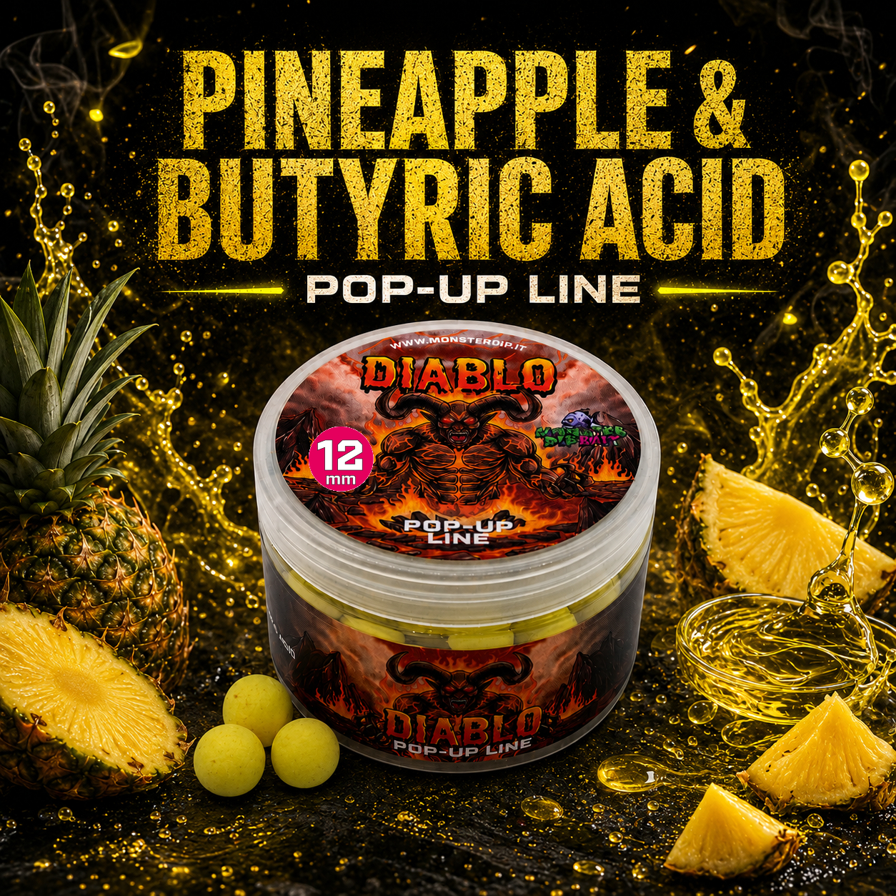 Barattolo di Pop-Up Pineapple & Butyric Acid Diablo Baits.
