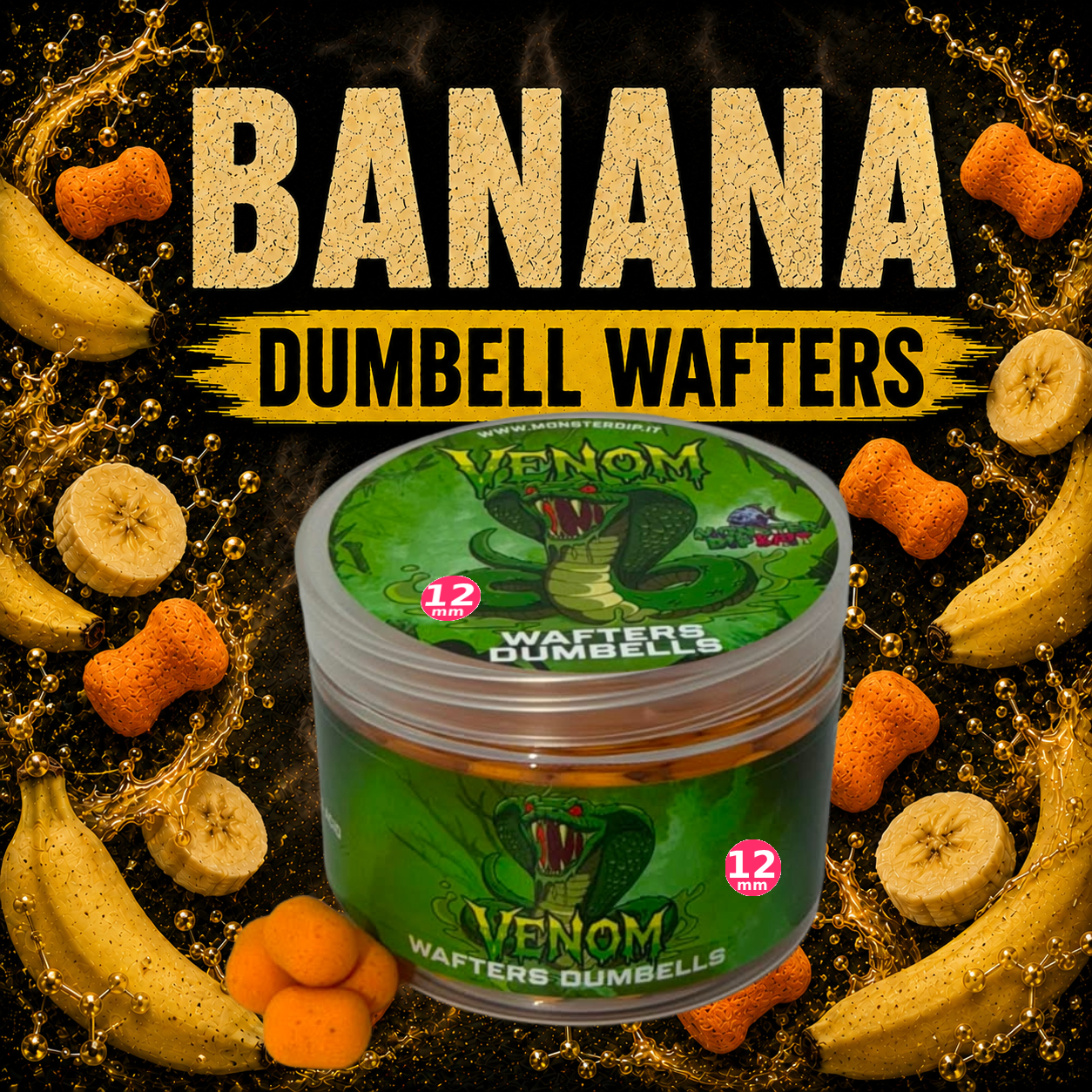 Wafters Dumbell Banana Venom Baits per pesca sportiva