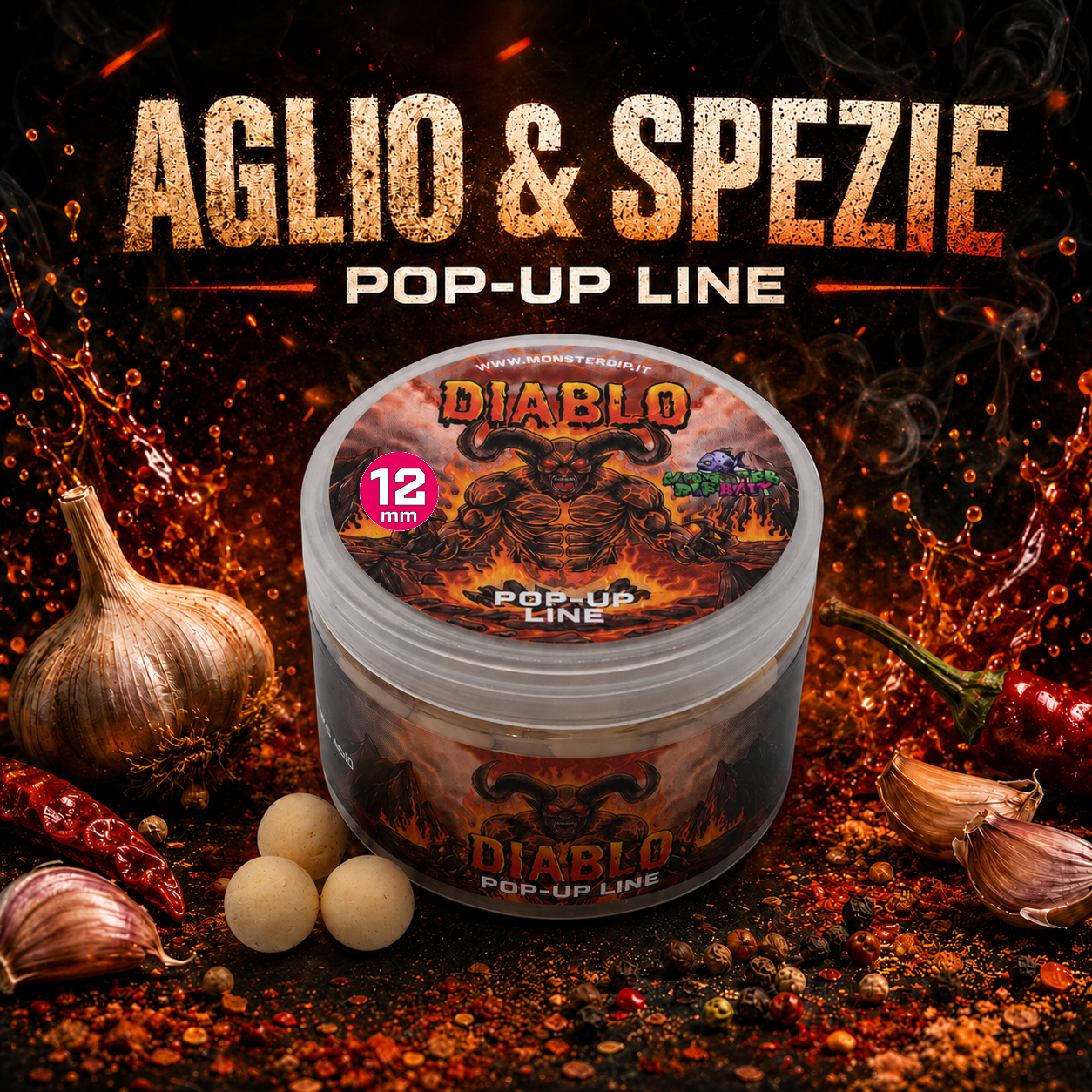 Barattolo Pop-Up Aglio & Spezie Linea Diablo con aglio e peperoncino.