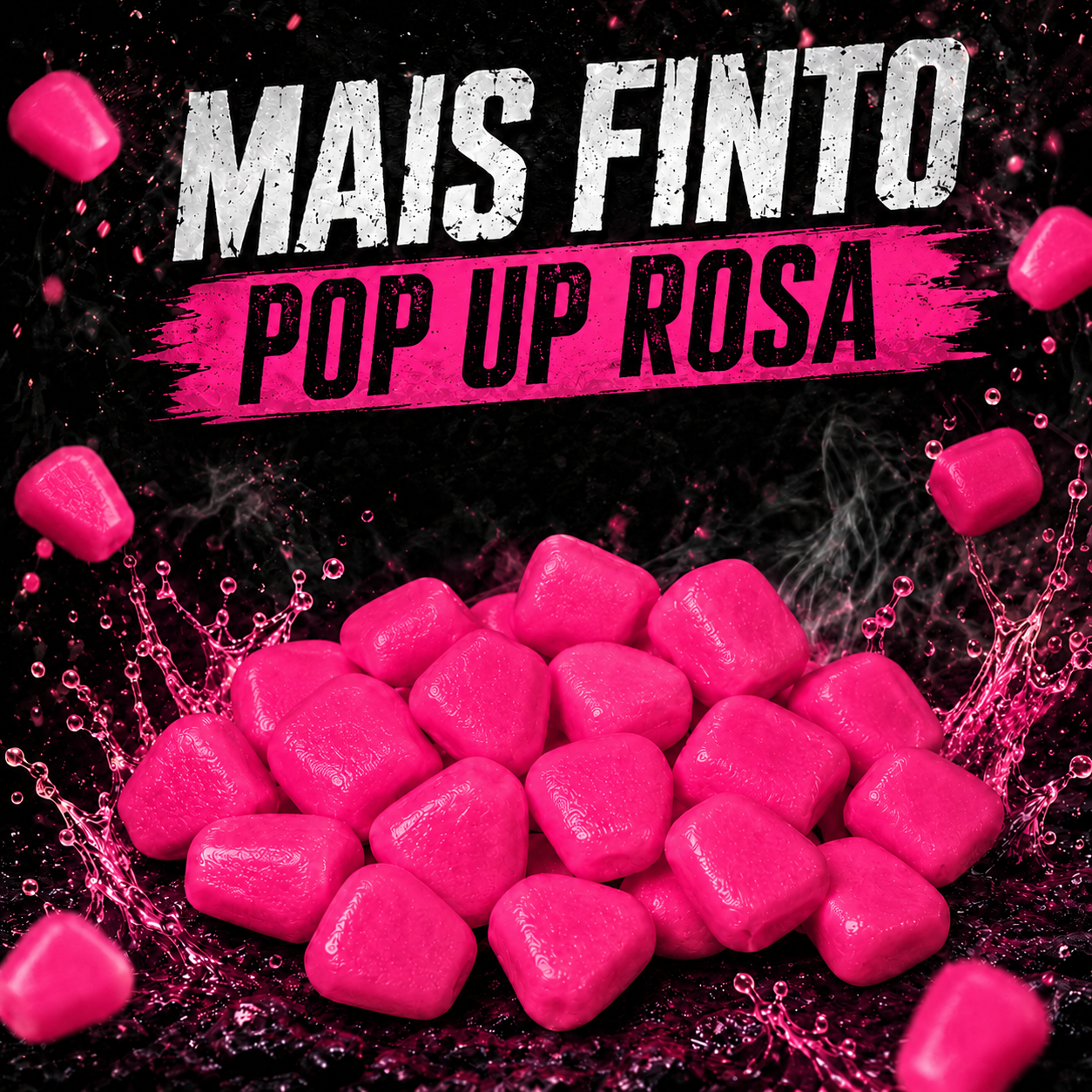 Mais finto pop up rosa per carpfishing su sfondo nero.