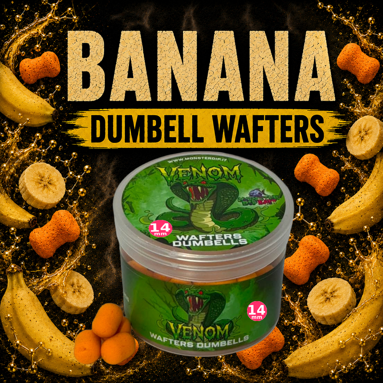 Wafters Dumbell Banana Venom Baits con banane fresche