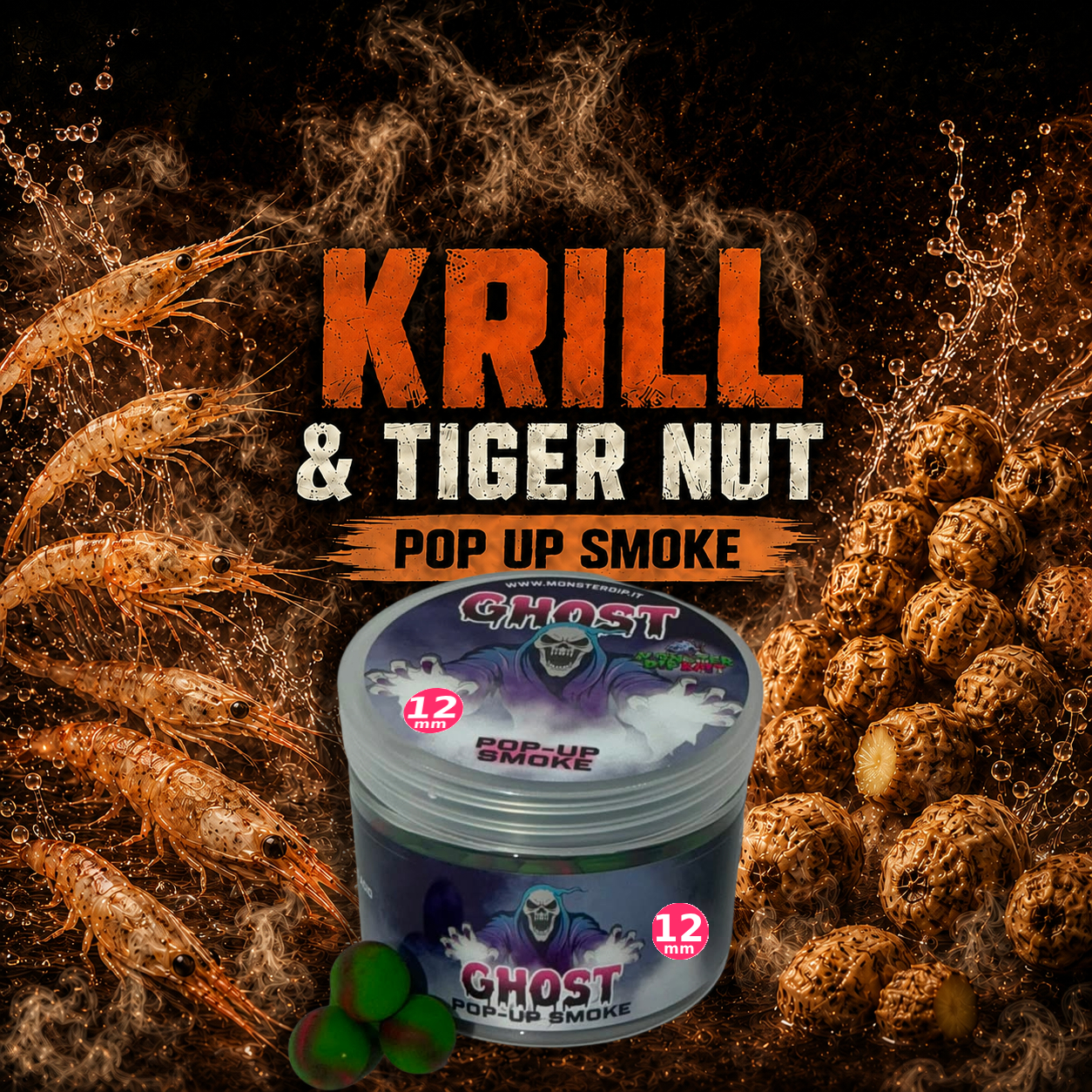 Pop Up Smoke Krill & Tiger Nut Ghost per carpfishing