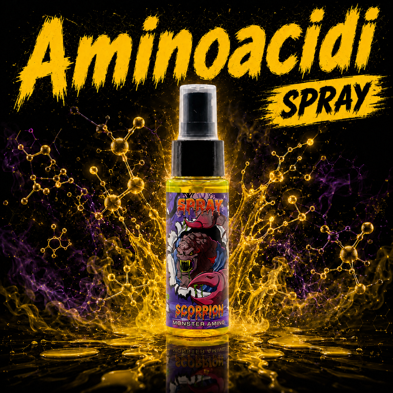 Flacone Scorpion Spray Monster Amino con testo Aminoacidi