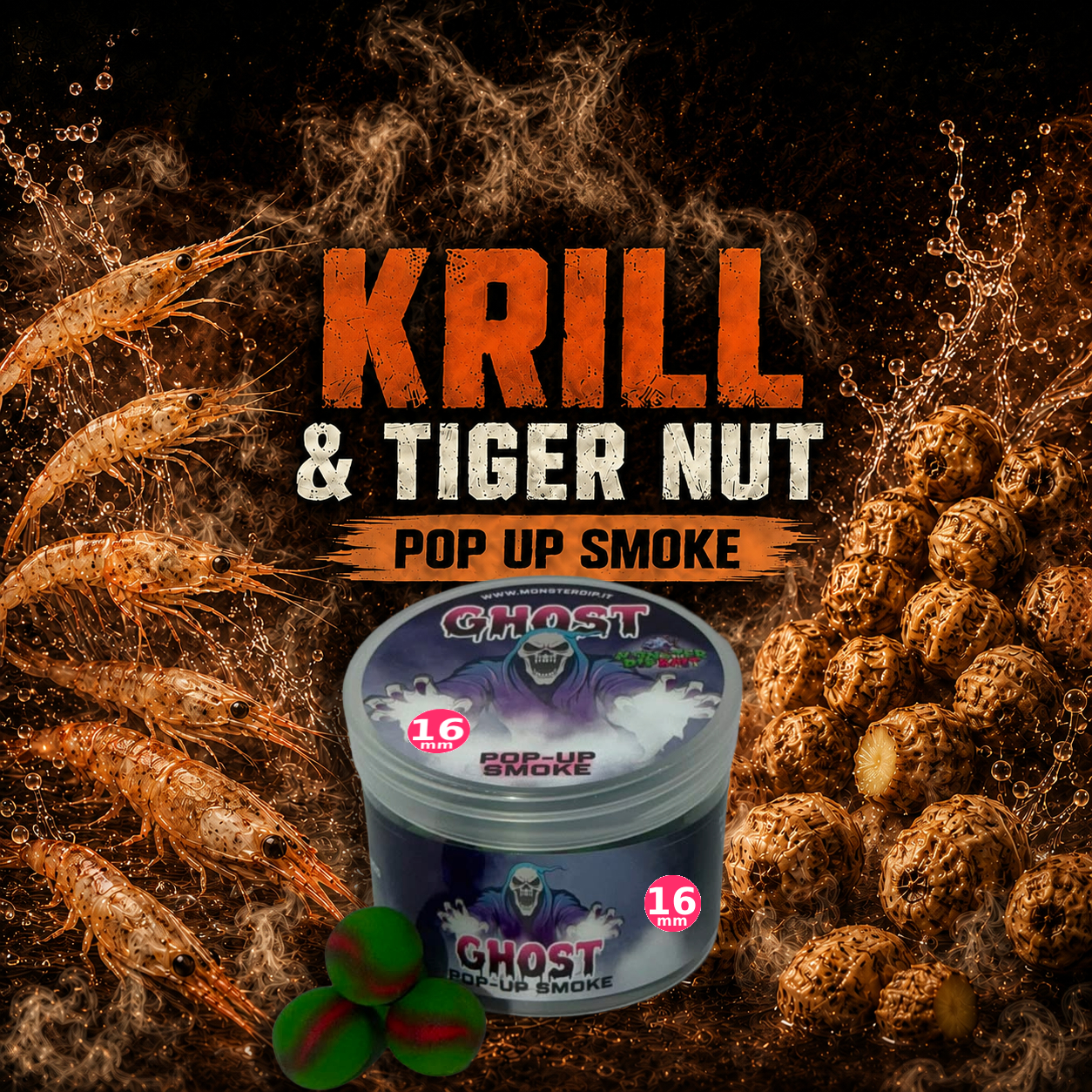 Pop Up Smoke Krill & Tiger Nut, esche Ghost per carpfishing