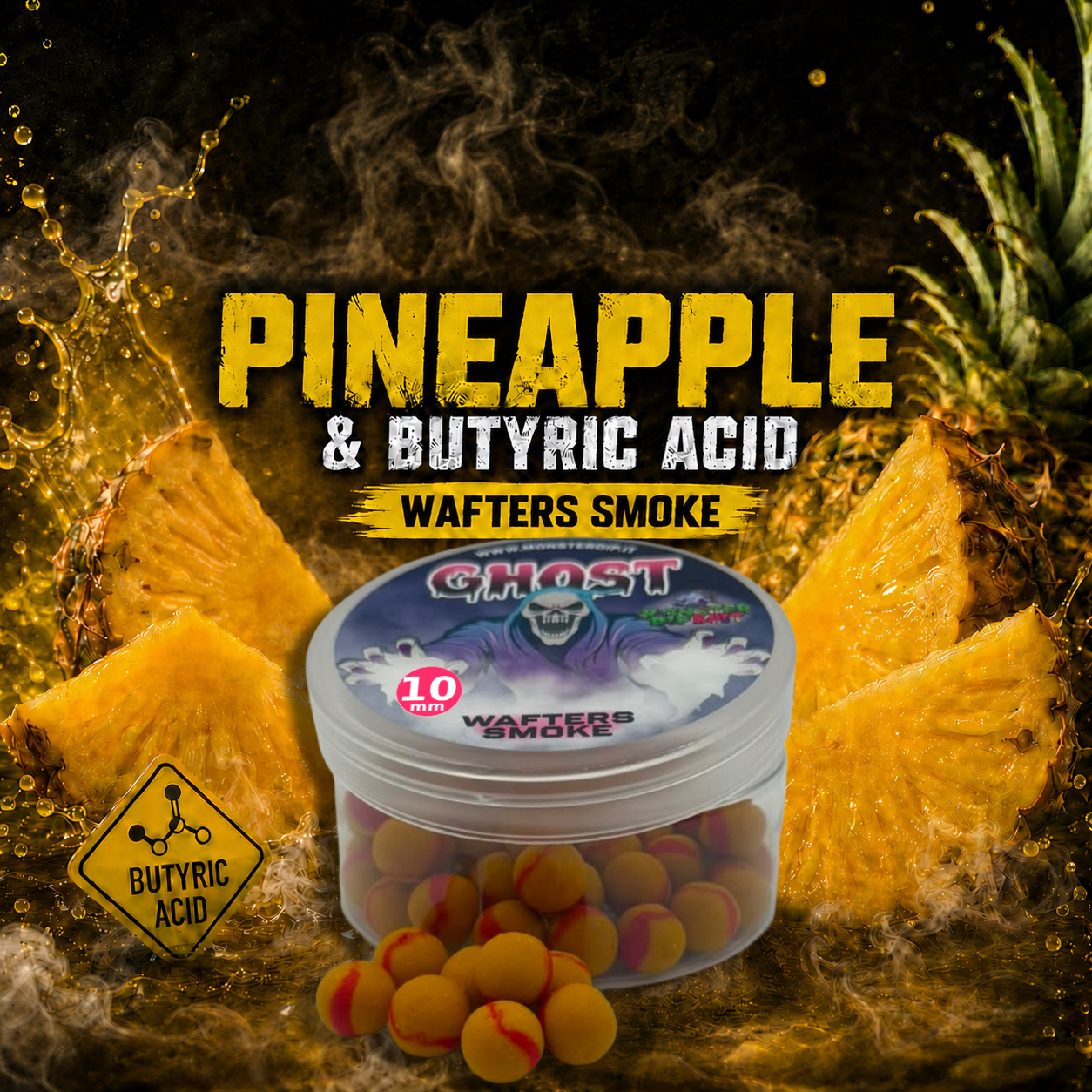 Barattolo di Wafters Smoke Pineapple & Butyric Acid con ananas.