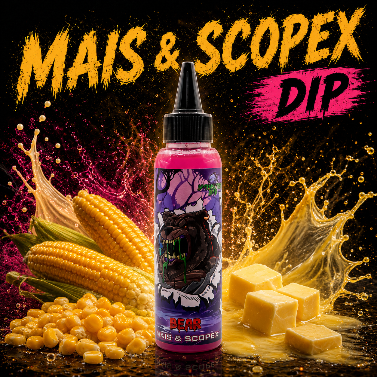 Bear Dip Mais & Scopex per carpfishing con mais e burro.