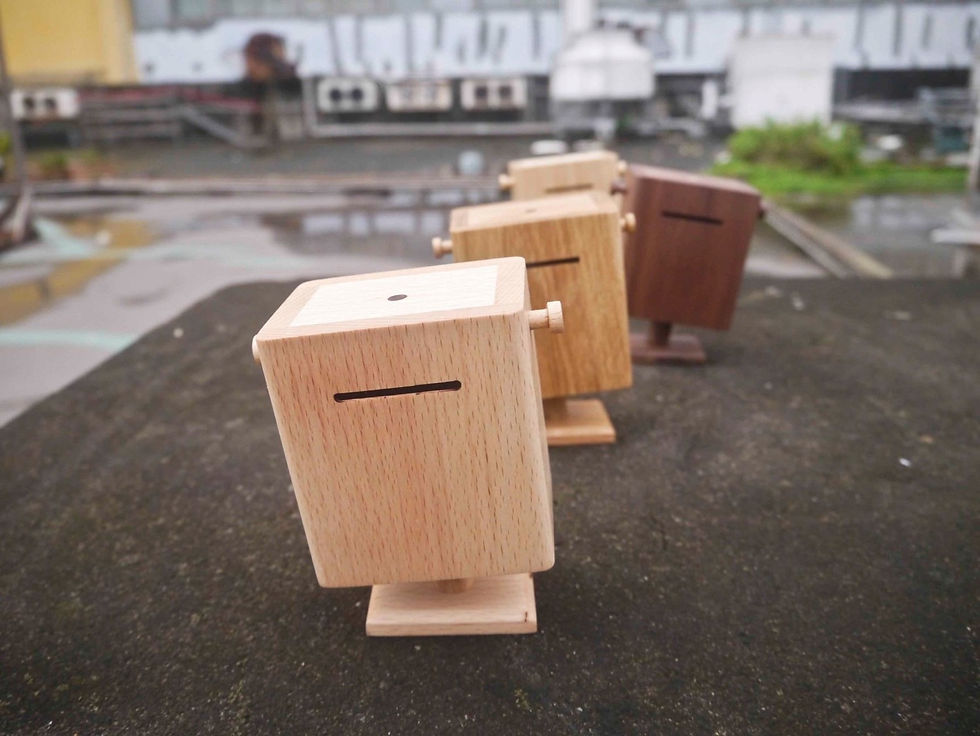 Thumbnail: Waist-bent Postbox-like Wooden Piggy Bank