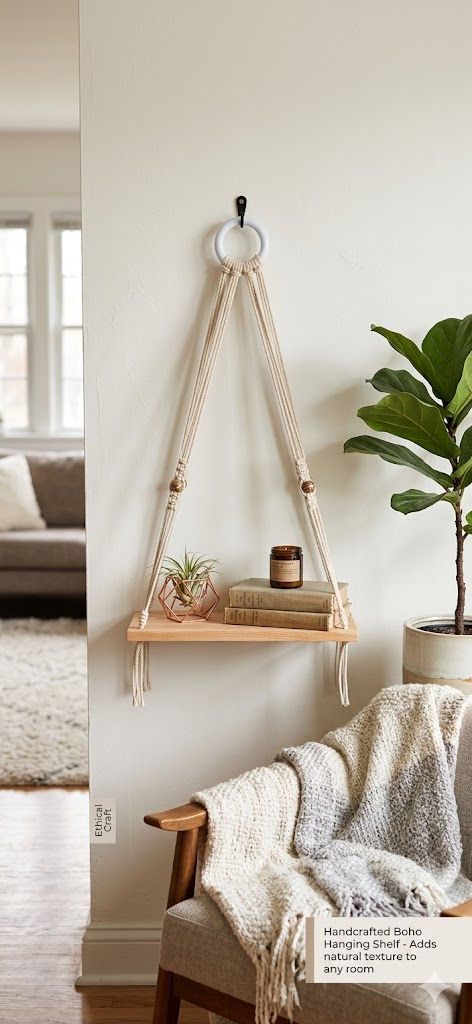 Hand Crafted Macrame shelf