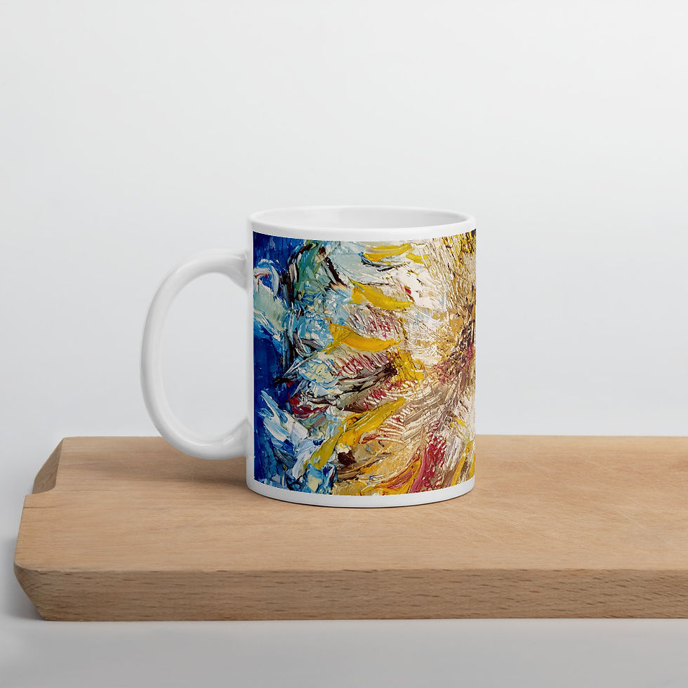 Thumbnail: Sunflowers oil painting by B'lu painted on white glossy Mug