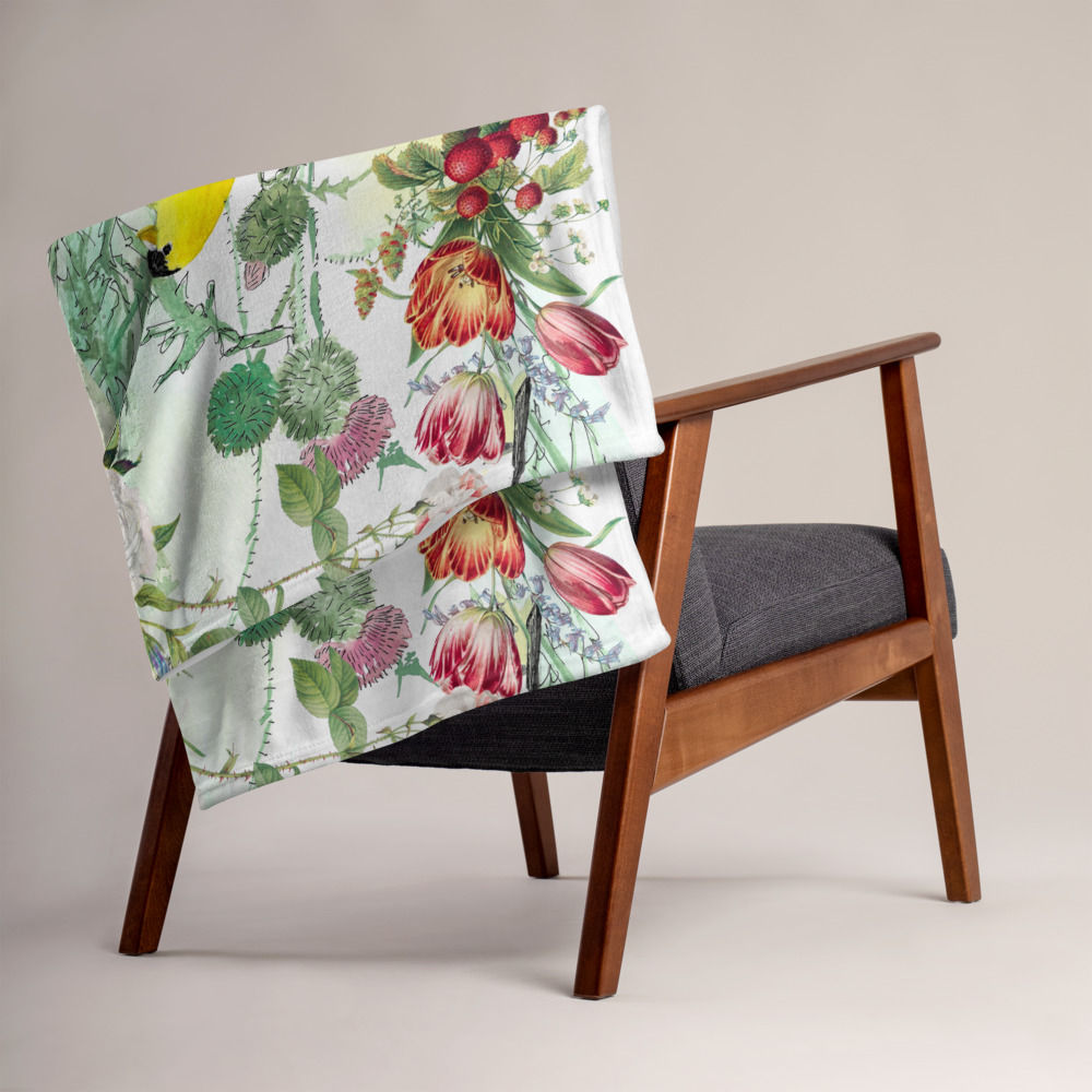 Goldfinch Water-colour by B'lu | Throw Blanket