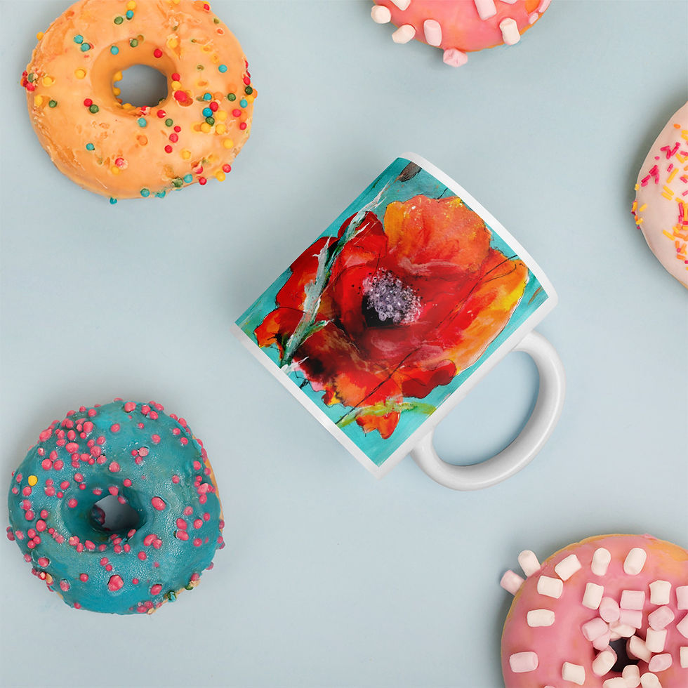 Red Poppy Mixed Media by Ashvin & B'lu | Mug