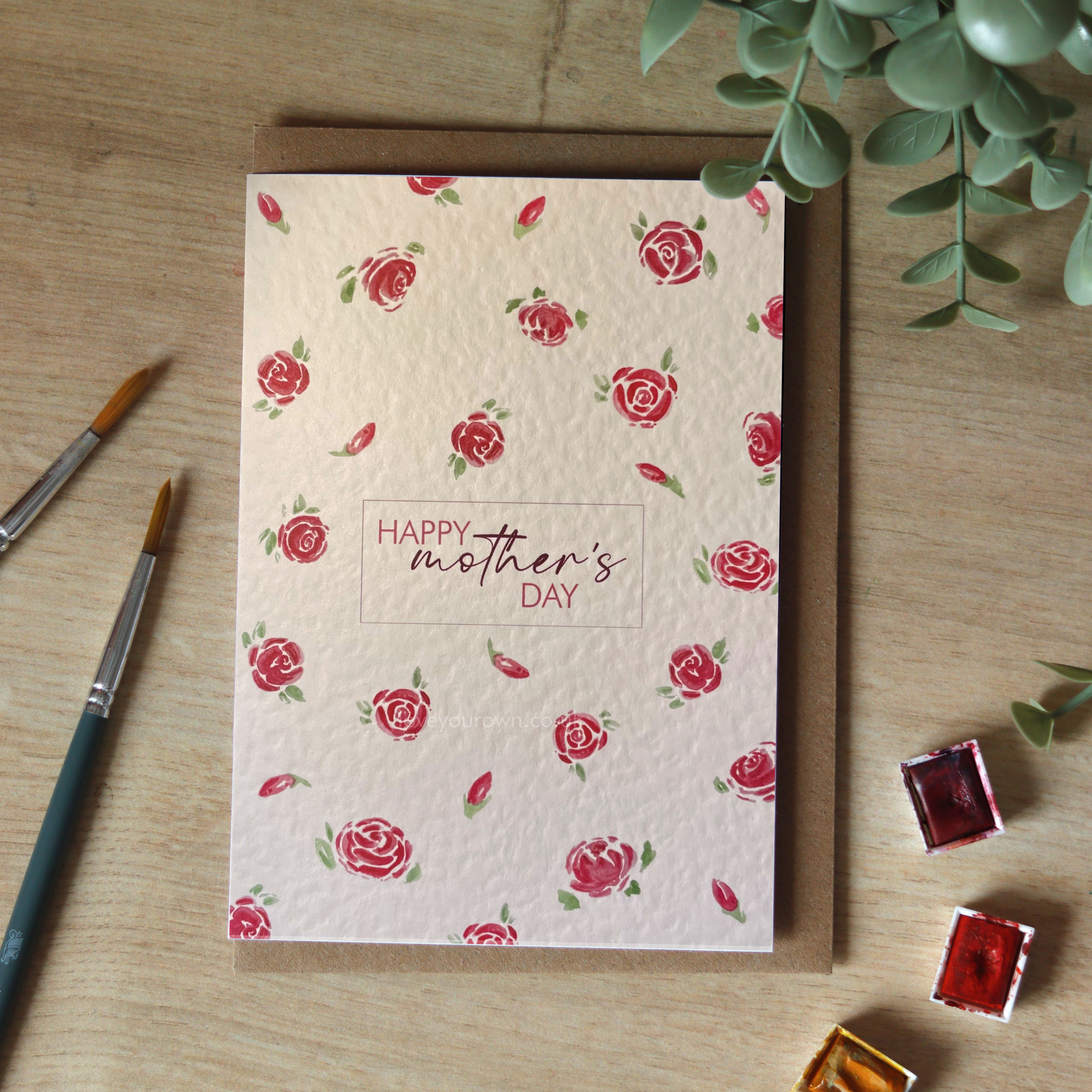 Watercolour Roses Mother's Day Card