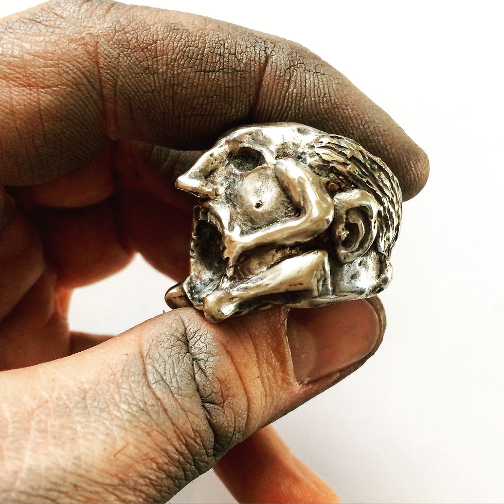 Men's Large Sterling silver ring. silver statement ring for men. Biker ring. bold rocker ring