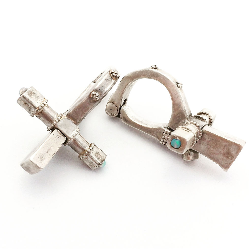 Miniatura: Sterling Silver Ear hangers. Silver Ankh ear weights for men & women. Designer body modification jewelry. .925 Opal earrings