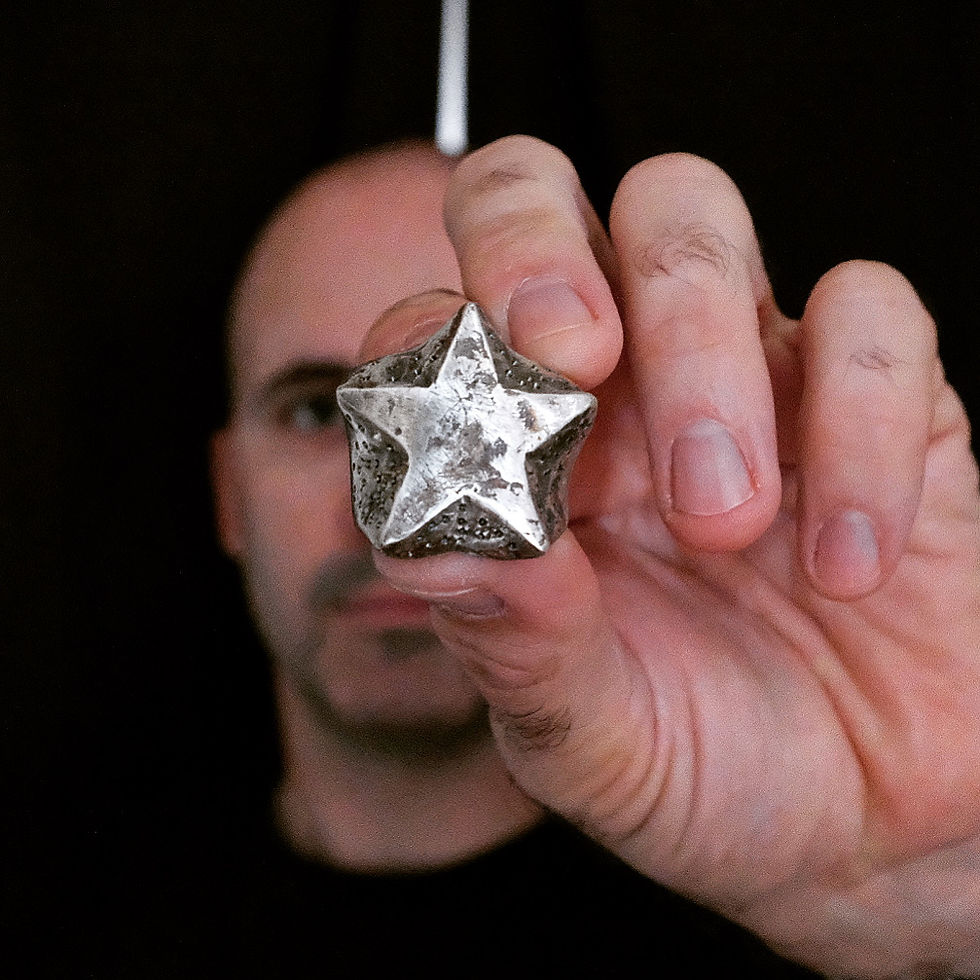 LUGDUN ARTISANS Founder Marcos Miranda with the new Mens Designer Star Ring - Mens Heavy silver Designer Star ring